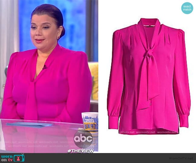 Elie Tahari Percy Tie Silk Blouse worn by Ana Navarro on The View