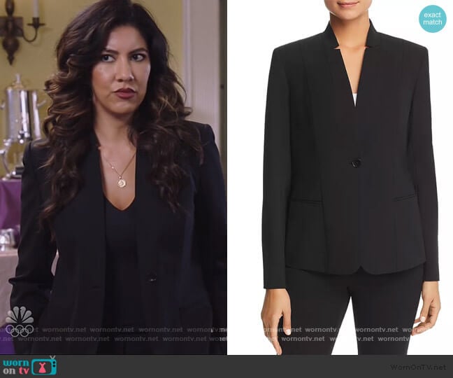 Elie Tahari Tori Notched Collar Blazer worn by Rosa Diaz (Stephanie Beatriz) on Brooklyn Nine-Nine
