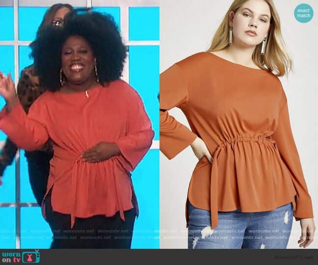 Eloquii Adjustable Waistband Top worn by Sheryl Underwood on The Talk
