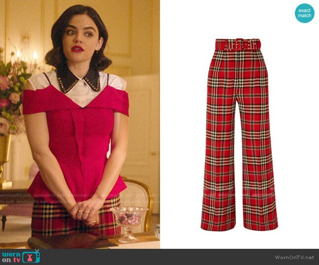 Emilia Wickstead Jana crepe wide-leg pants worn by Katy Keene (Lucy Hale) on Katy Keene