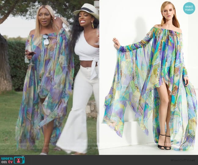 Emilio Pucci Patchwork Print Chiffon Gown worn by Nene Leakes on The Real Housewives of Atlanta