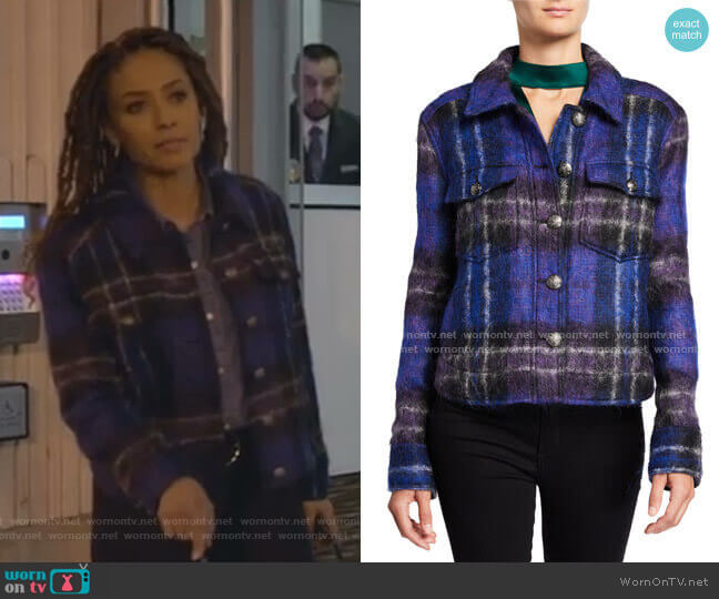 Veronica Beard Emmons Plaid Wool-Blend Jacket worn by Teri Brooks-Lyon (Meta Golding) on Empire