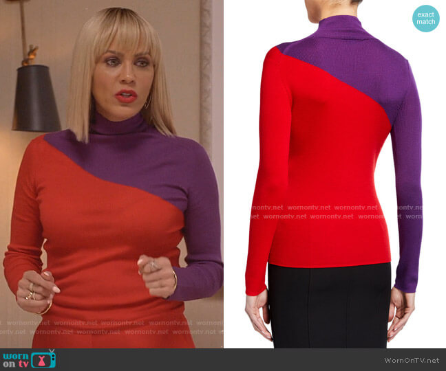 Emporio Armani Colorblock Rib-Knit Turtleneck Sweater worn by Giselle (Nicole Ari Parker) on Empire