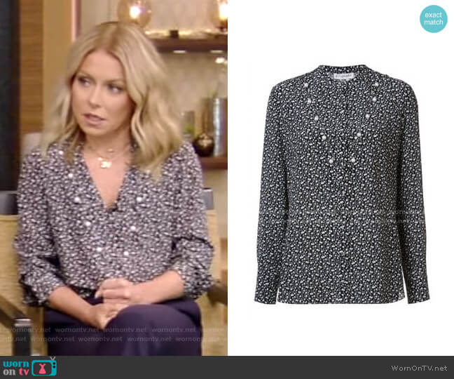 Altuzarra Floral Pearl Blouse worn by Kelly Ripa on Live with Kelly and Mark