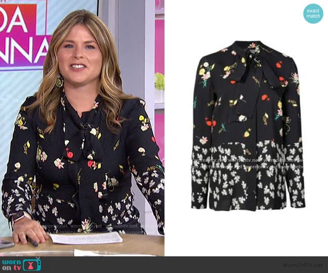 Derek Lam Floral Print Blouse worn by Jenna Bush Hager on Today