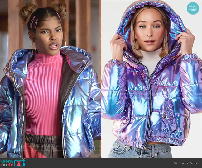 Forever 21 Iridescent Metallic Puffer Jacket
