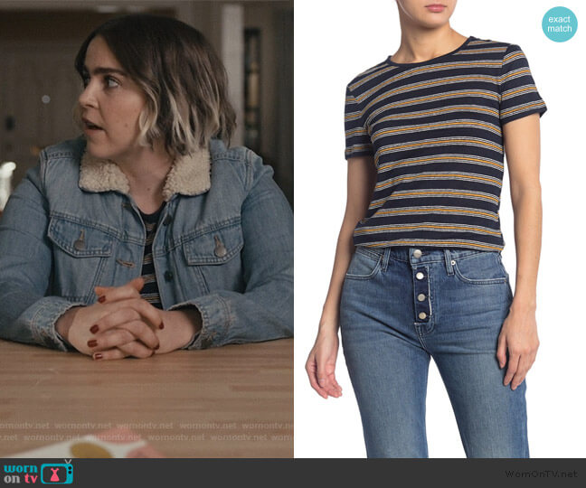 Frame True Stripe Knit T-Shirt worn by Annie Marks (Mae Whitman) on Good Girls