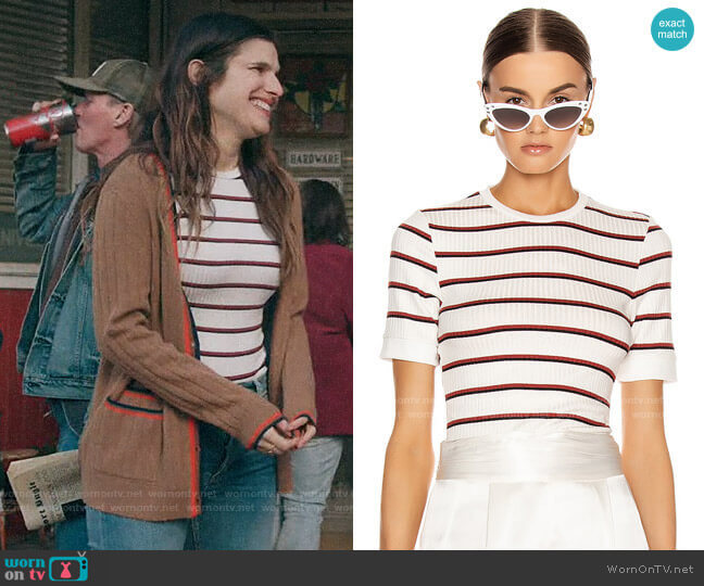 Frame Variegated 70s Tee worn by Rio (Lake Bell) on Bless This Mess