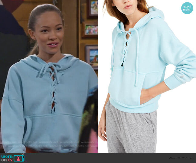 Free People Movement Believe It Lace-Up Hoodie worn by Ava (Shelby Simmons) on Bunkd