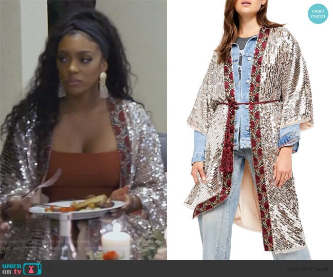 Free People Light is Coming Sequin Duster worn by Porsha Williams on The Real Housewives of Atlanta