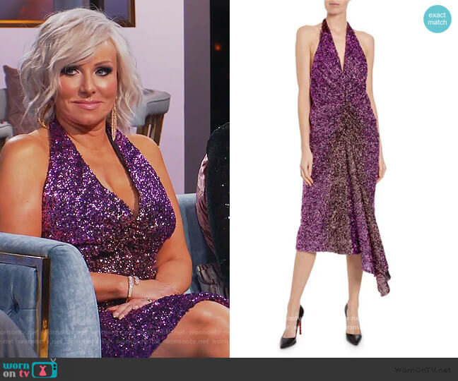 Halpern Ruched Degrade Sequin Dress worn by Margaret Josephs on The Real Housewives of New Jersey