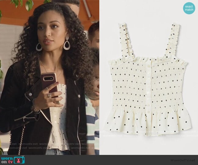 H&M Smocked Linen-blend Top worn by Olivia Baker (Samantha Logan) on All American