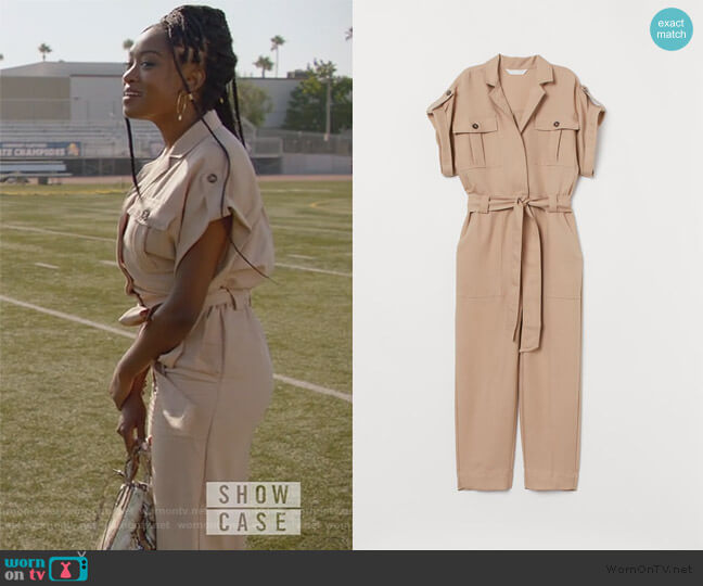 H&M Jumpsuit with Tie Belt worn by Rochelle Mosley (Kayla Smith) on All American