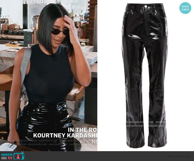 Helmut Lang Patent-leather straight-leg pants worn by Kim Kardashian on Keeping Up with the Kardashians