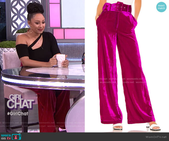 House of Harlow 1960 Mona Belted Pant worn by Tamera Mowry on The Real