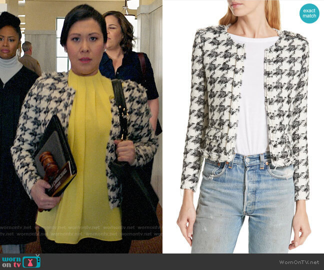 IRO Houndstooth Tweed Jacket worn by Sherri Kansky (Ruthie Ann Miles) on All Rise