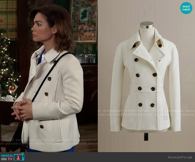 J. Crew Stadium Cloth Peacoat worn by Elizabeth Webber (Rebecca Herbst) on General Hospital