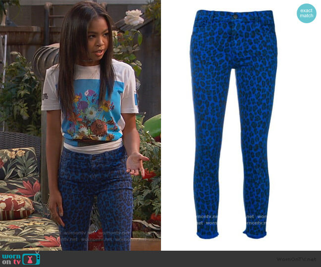 J Brand Leopard Print Jeans worn by Nia Baxter (Navia Robinson) on Ravens Home
