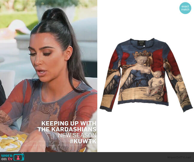 Jean Paul Gaultier Fouquet Virgin and Child top worn by Kim Kardashian on Keeping Up with the Kardashians