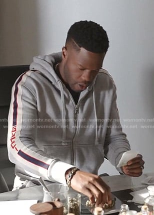 Jeff’s Gucci grey side stripe hoodie on Dynasty