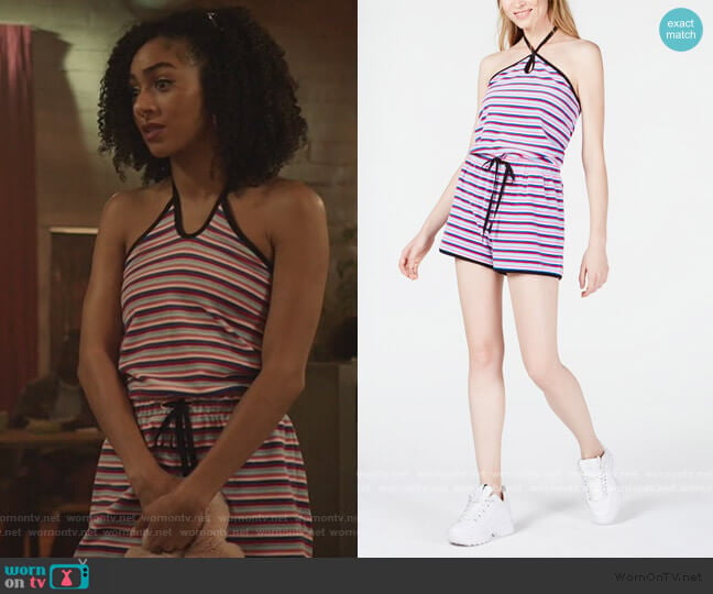 Juicy Couture Striped Halter Romper worn by Patience (Chelsea Tavares) on All American