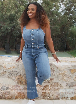 Kandi’s denim jumpsuit on The Real Housewives of Atlanta