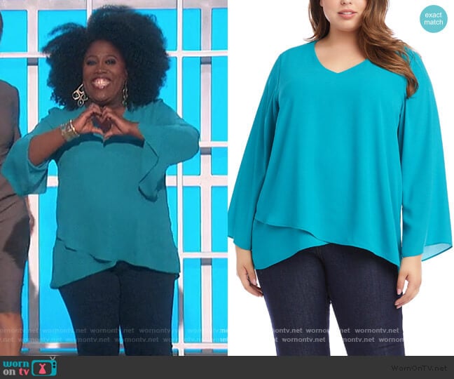 Karen Kane Slit Bell Sleeve Top worn by Sheryl Underwood on The Talk
