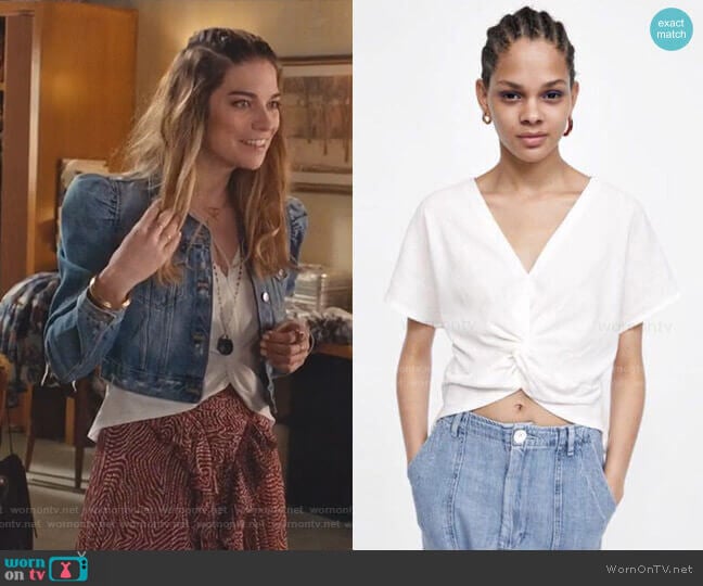 Zara Knot Front Top worn by Alexis Rose (Annie Murphy) on Schitts Creek
