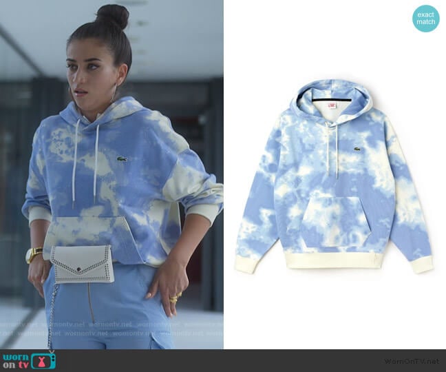 Lacoste Cloud print hoodie worn by Rebeca (Claudia Salas) on Elite
