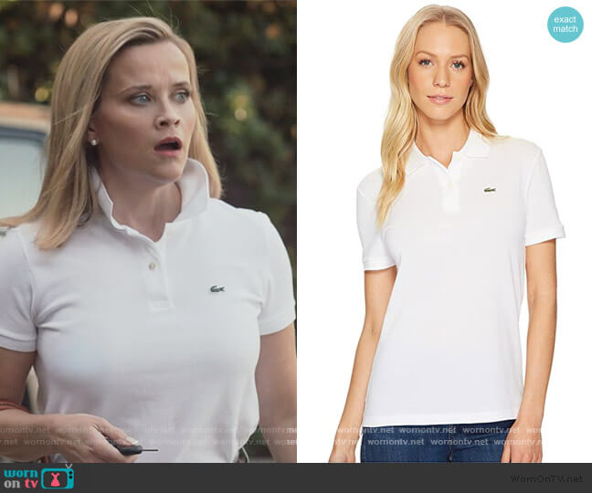 Lacoste Short Sleeve Two-Button Classic Fit Pique Polo worn by Elena Richardson (Reese Witherspoon) on Little Fires Everywhere