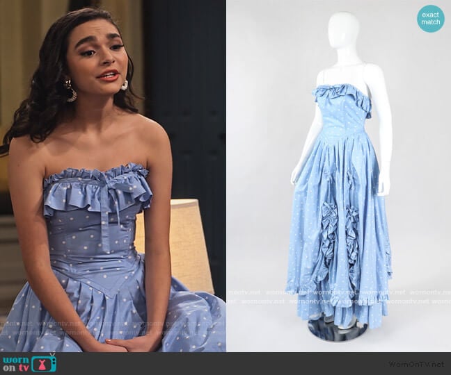 Laura Ashley Vintage Prairie Polka Dot Ball Gown worn by Ashley Garcia (Paulina Chávez) on The Expanding Universe of Ashley Garcia