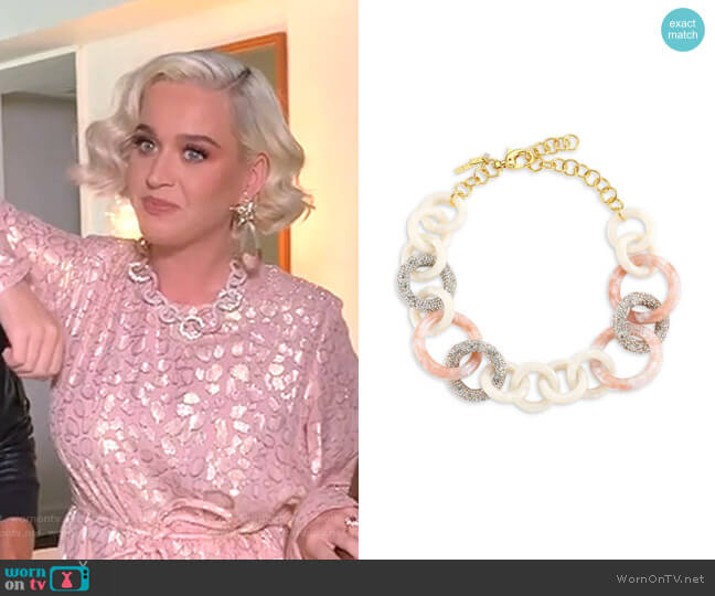 Lele Sadoughi Crystal & Acetate Triple Hoop Necklace worn by Katy Perry on American Idol