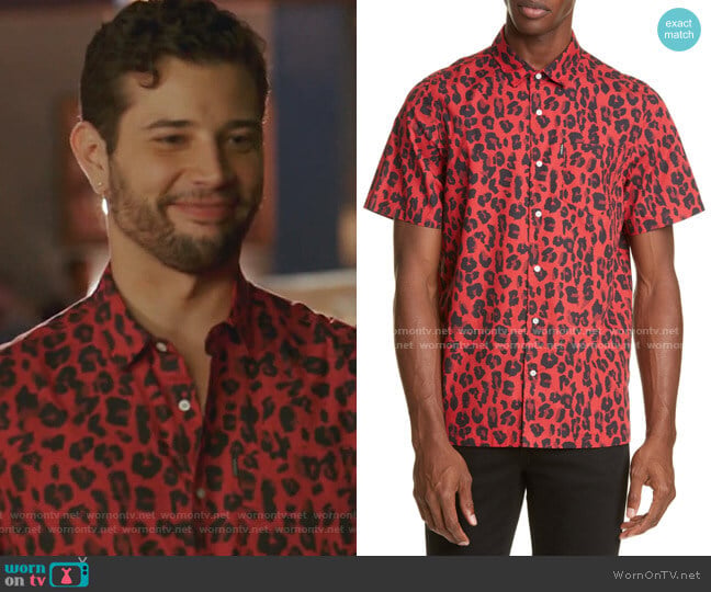 Ovadia & Sons Leopard Short Sleeve Button-Up Shirt worn by Sam Flores (Rafael de la Fuente) on Dynasty