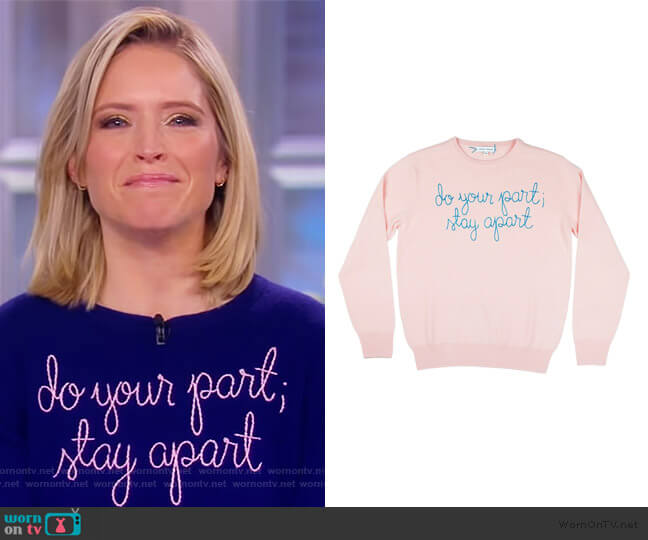 Lingua Franca do your part; stay apart sweater worn by Sara Haines on The View