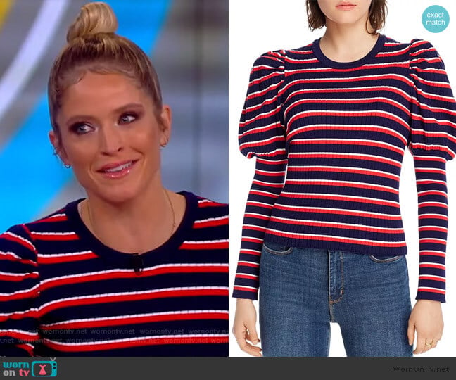 Lini Marla Striped Juliet-Sleeve Sweater worn by Sara Haines on The View