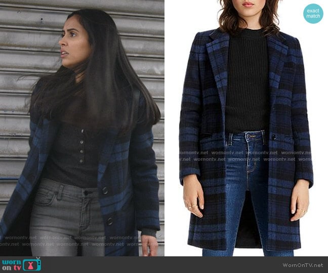 Lini Molly Plaid Coat worn by Saanvi (Parveen Kaur) on Manifest