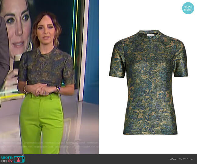 Ganni Lurex Jersey Shirt worn by Lilliana Vazquez on E! News