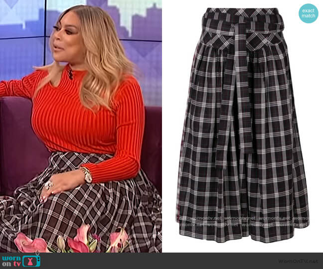 Marc Jacobs Plaid Belt Skirt worn by Wendy Williams on The Wendy Williams Show