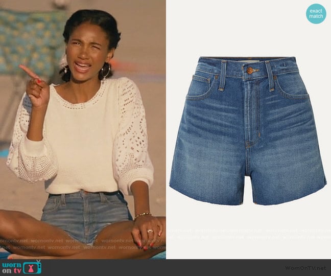 Madewell The Perfect Vintage frayed denim shorts worn by Layla Keating (Greta Onieogou) on All American