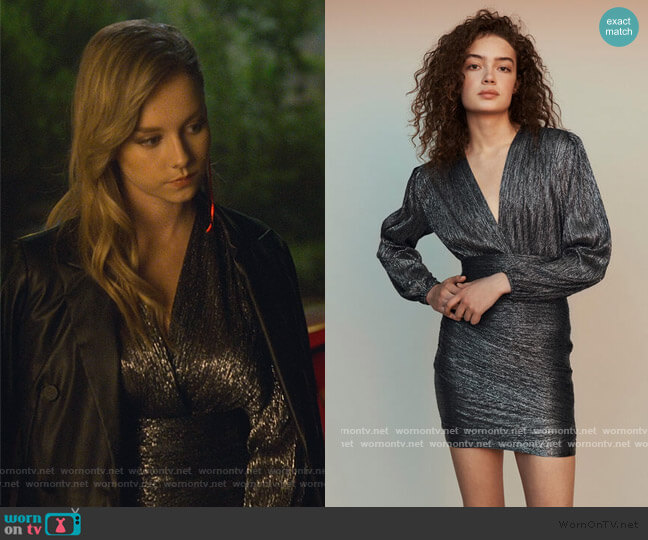Maje Lurex Drape Dress worn by Carla Roson Caleruega (Ester Exposito) on Elite