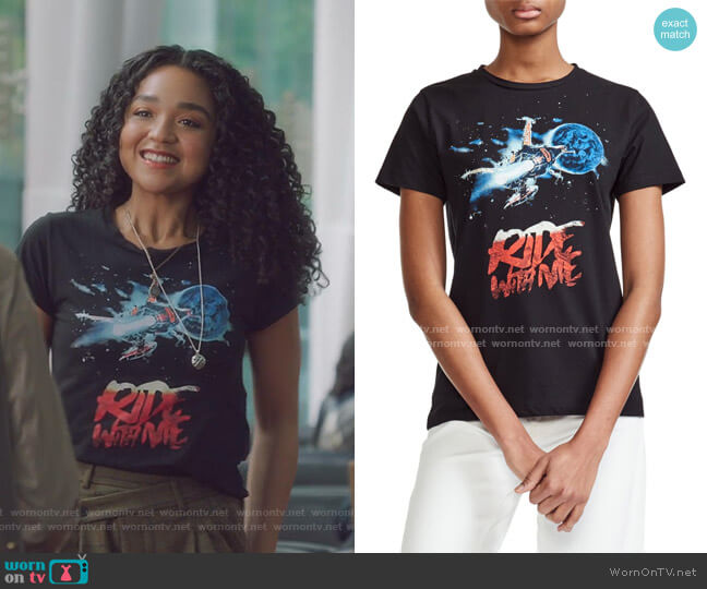 Maje Tarot Ride With Me Cotton Tee worn by Kat Edison (Aisha Dee) on The Bold Type