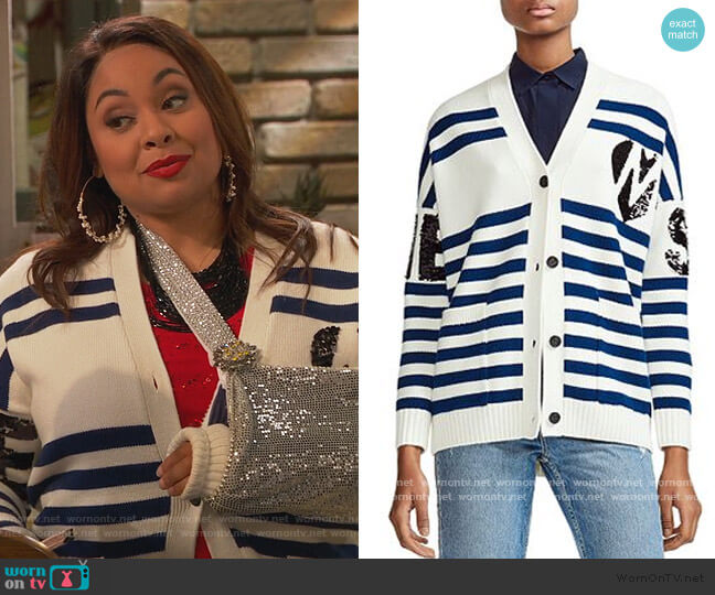 Maje Murmur Striped & Sequined Cardigan worn by Raven Baxter (Raven-Symoné) on Ravens Home