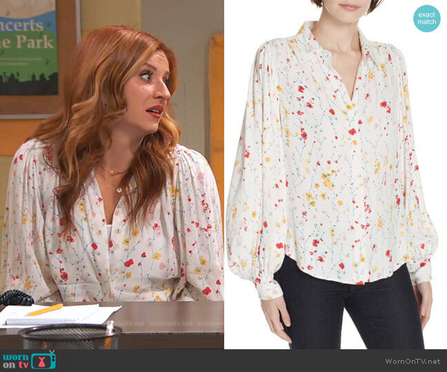 Equipment Marcilly Blouse worn by Chelsea Grayson (Anneliese van der Pol) on Ravens Home