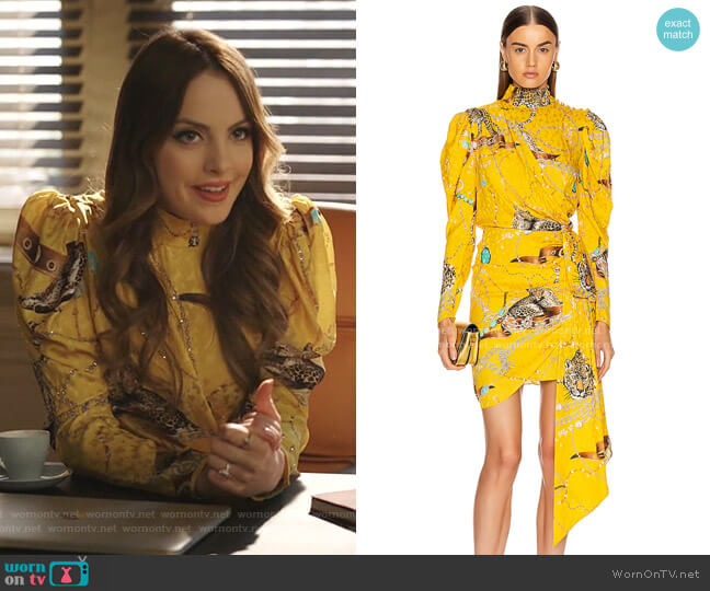 Marianna Senchina Leopard Print Mini Dress worn by Fallon Carrington (Elizabeth Gillies) on Dynasty