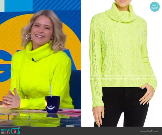Alice + Olivia Mayme Cable-Knit Cowl-Neck Sweater worn by Sara Haines on Good Morning America