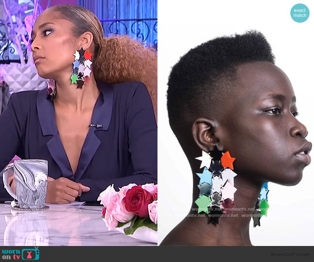 Melody Ehsani Star Statement Earrings worn by Amanda Seales on The Real