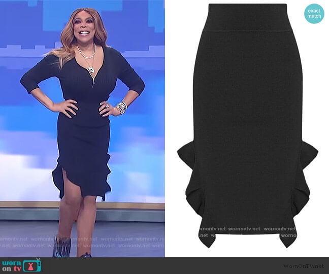 Opening Ceremony Ruffle-trimmed stretch-knit skirt worn by Wendy Williams on The Wendy Williams Show