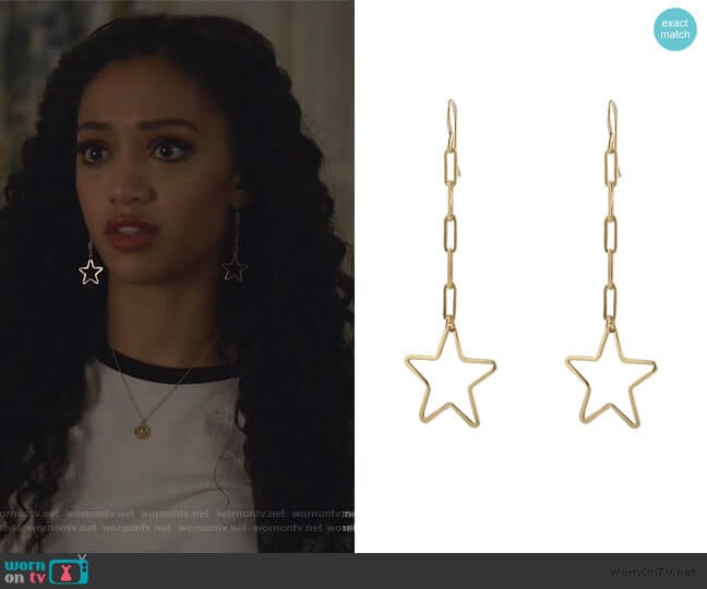 Peggy Li Shooting Star Earrings worn by Olivia Baker (Samantha Logan) on All American