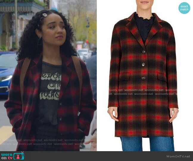 Gerard Darel Penelope Plaid Wool-Blend Coat worn by Kat Edison (Aisha Dee) on The Bold Type