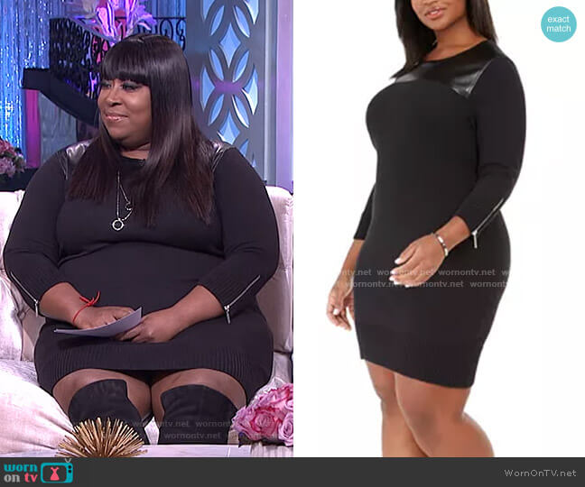 MICHAEL Michael Kors Faux-Leather-Trim Sweater Dress worn by Loni Love on The Real